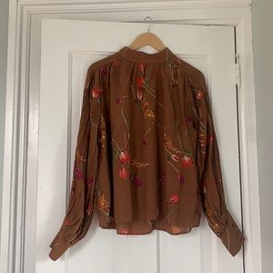 H&M | Floral Print Balloon Sleeve Blouse